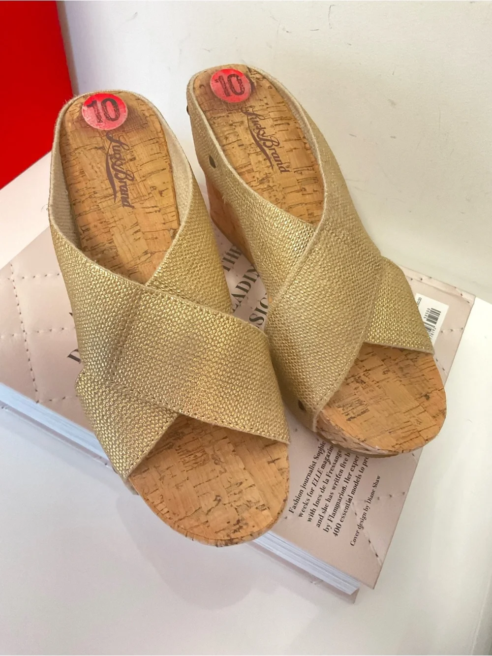 Lucky Brand Wedge Sandals with Cork Platform in Natural Gold